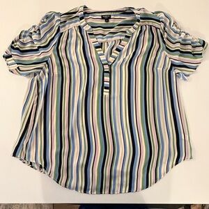 Torrid Multicolor Striped Harper Cap Sleeve Blouse